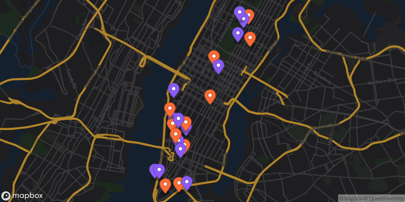 Map showing 26 locations