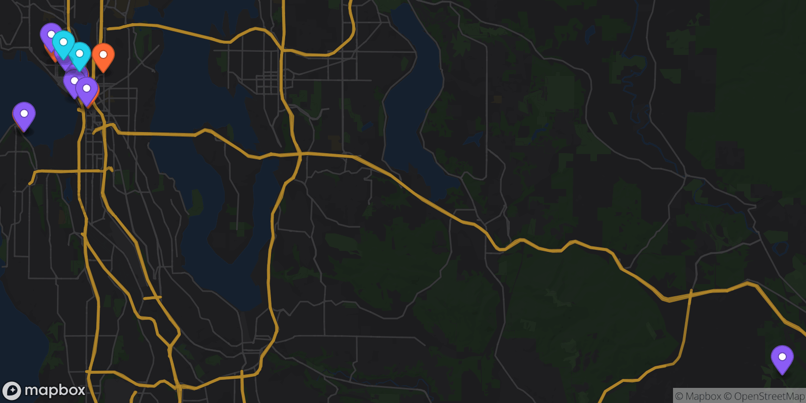 Map showing 15 locations