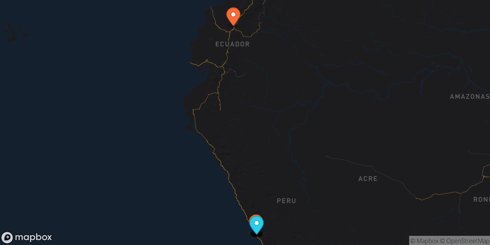 Map showing 8 locations
