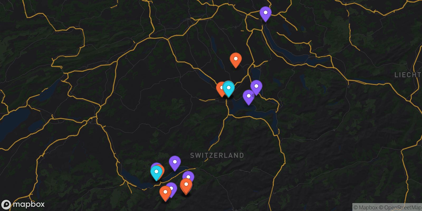 Map showing 26 locations