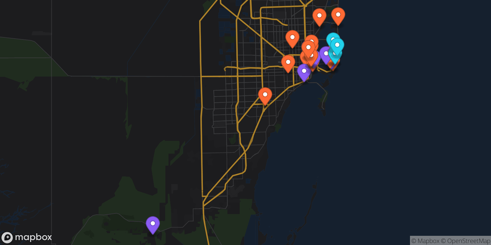 Map showing 26 locations