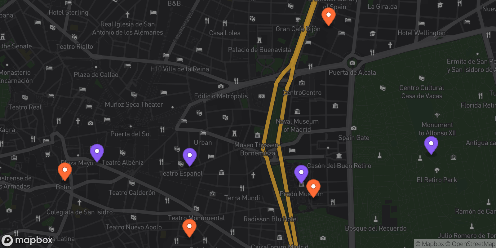 Map showing 8 locations