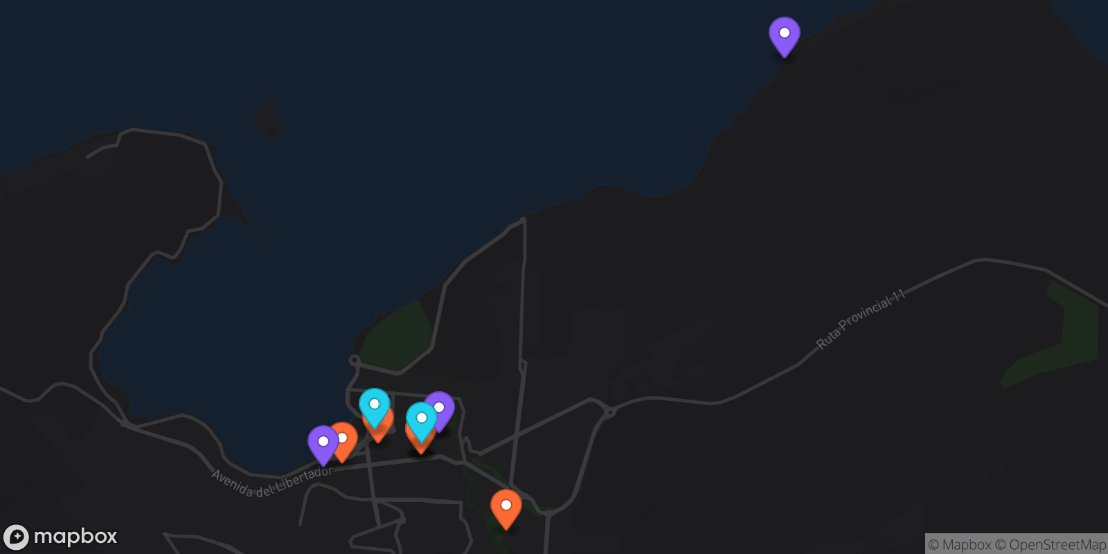 Map showing 12 locations