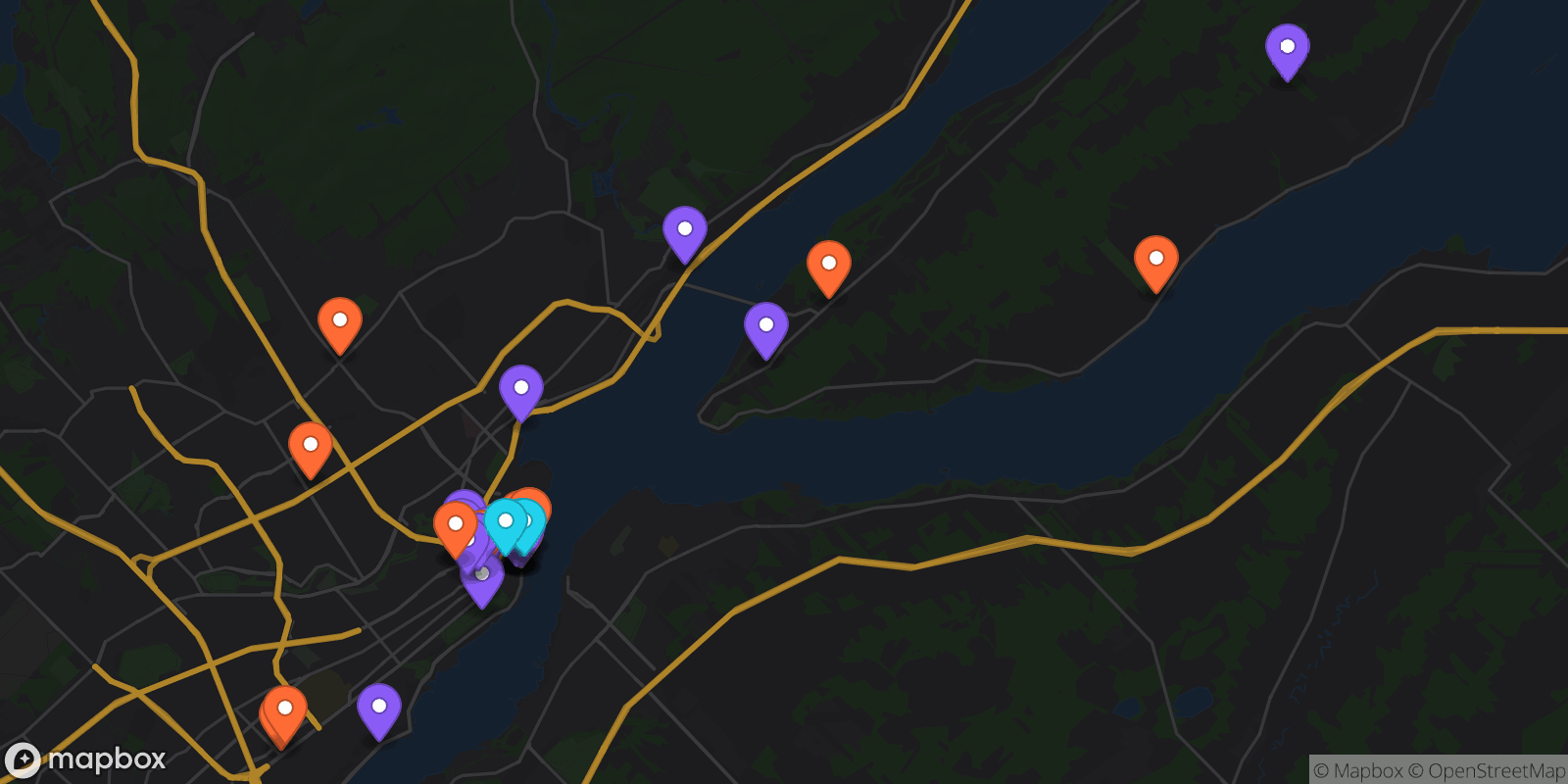 Map showing 41 locations