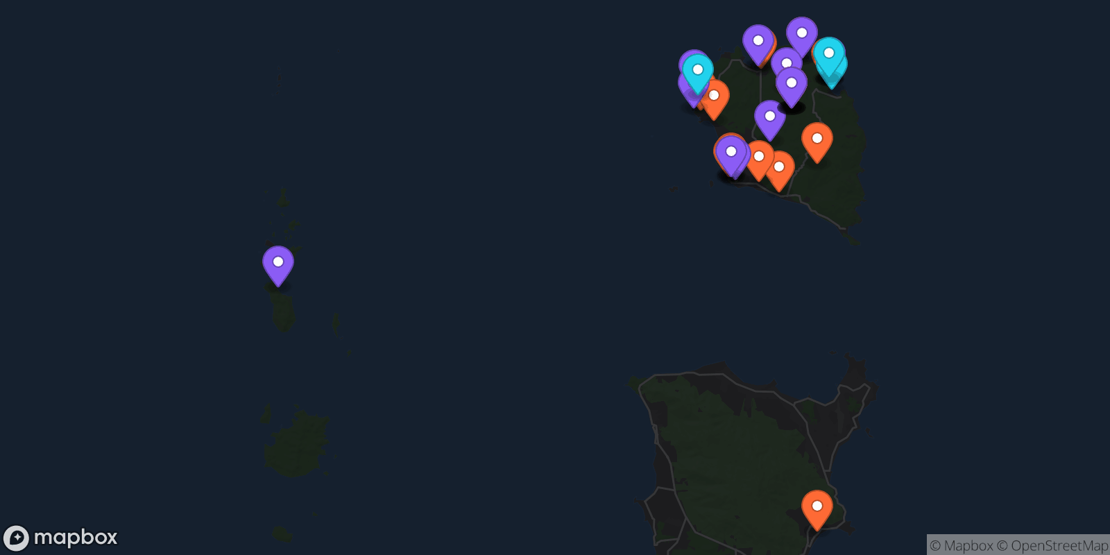 Map showing 41 locations