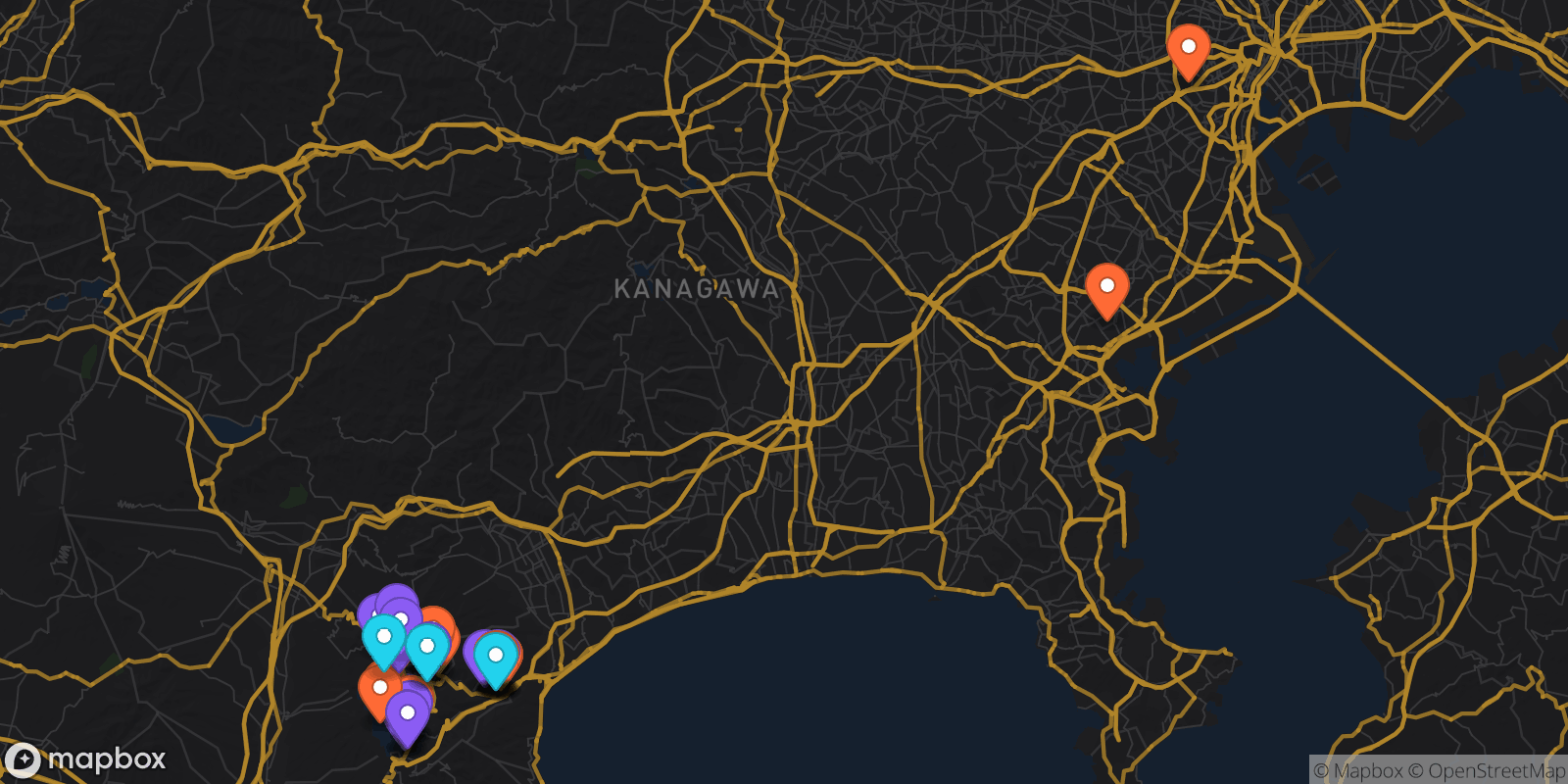 Map showing 40 locations