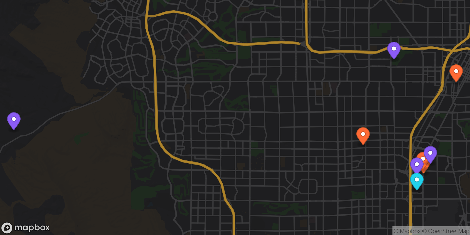 Map showing 9 locations