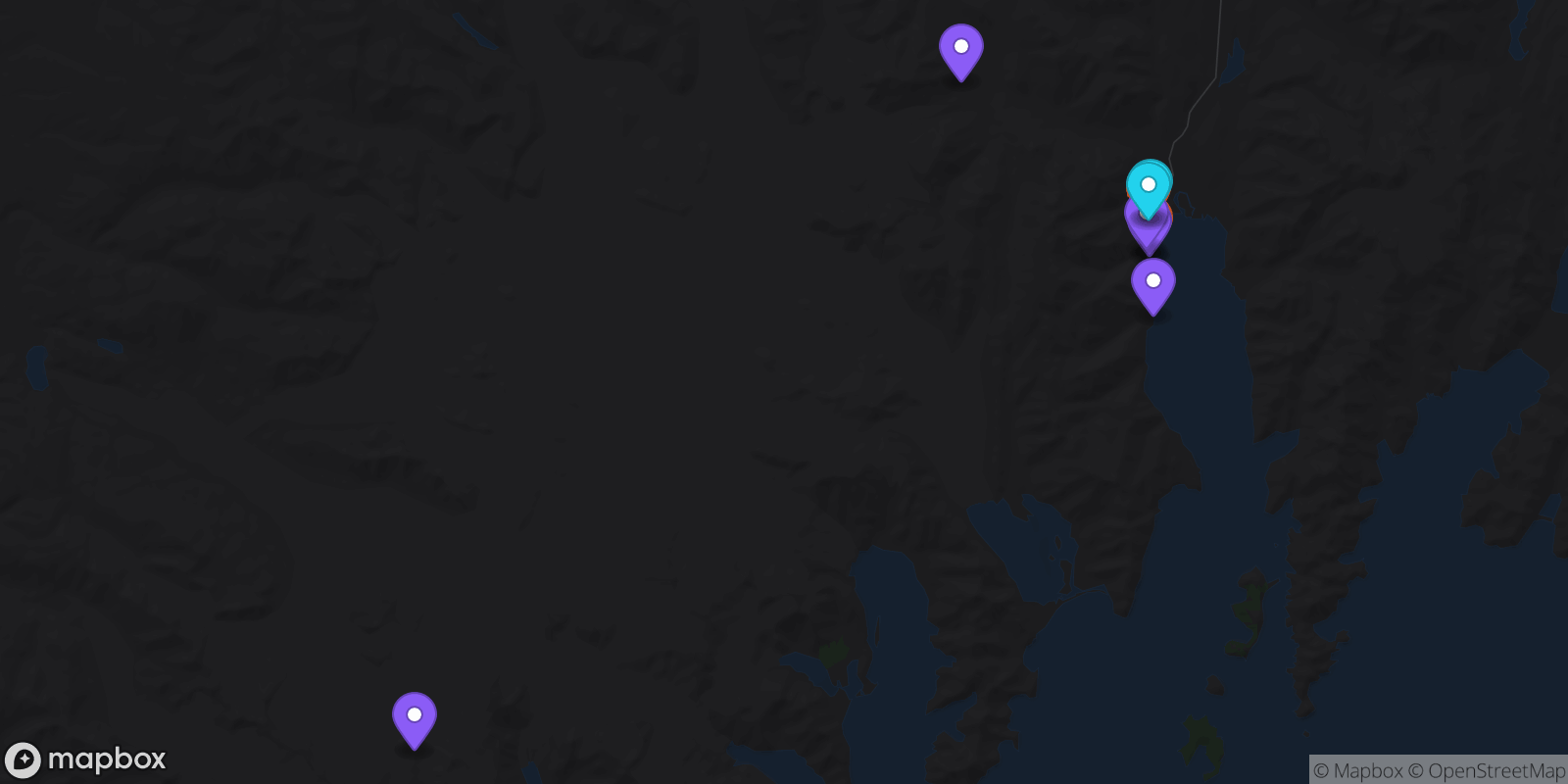 Map showing 10 locations