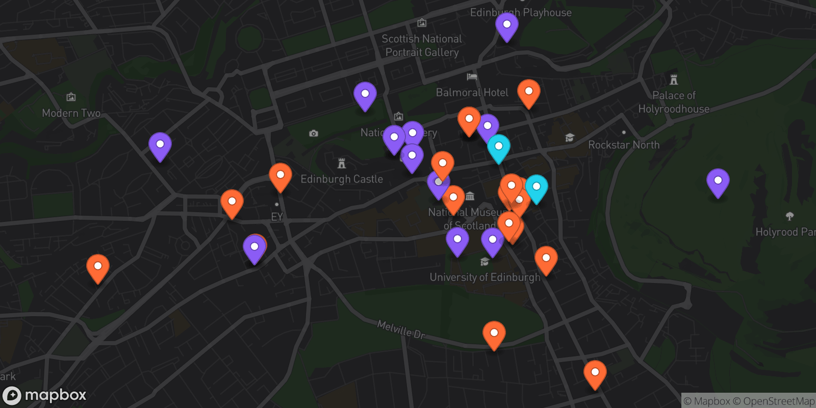 Map showing 34 locations