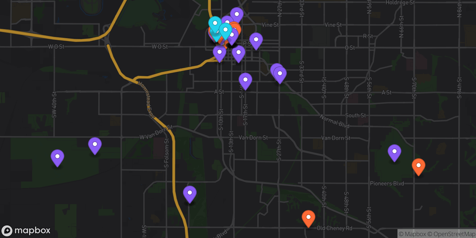 Map showing 36 locations