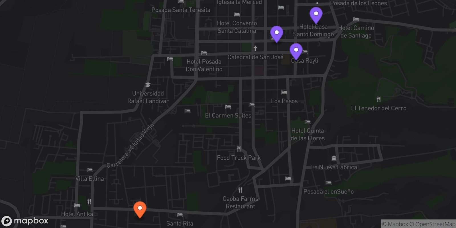 Map showing 4 locations
