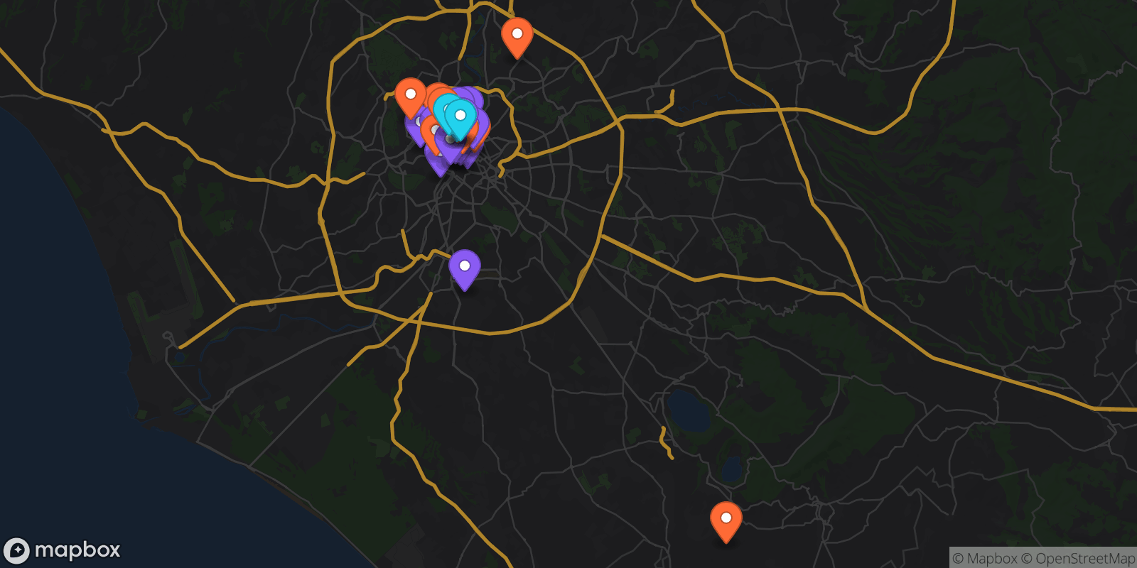 Map showing 30 locations