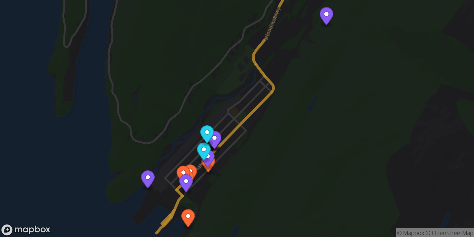 Map showing 15 locations