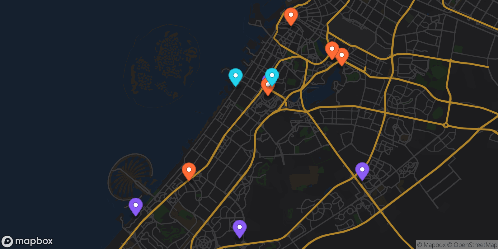 Map showing 11 locations
