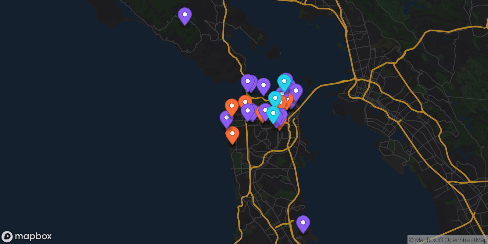 Map showing 39 locations