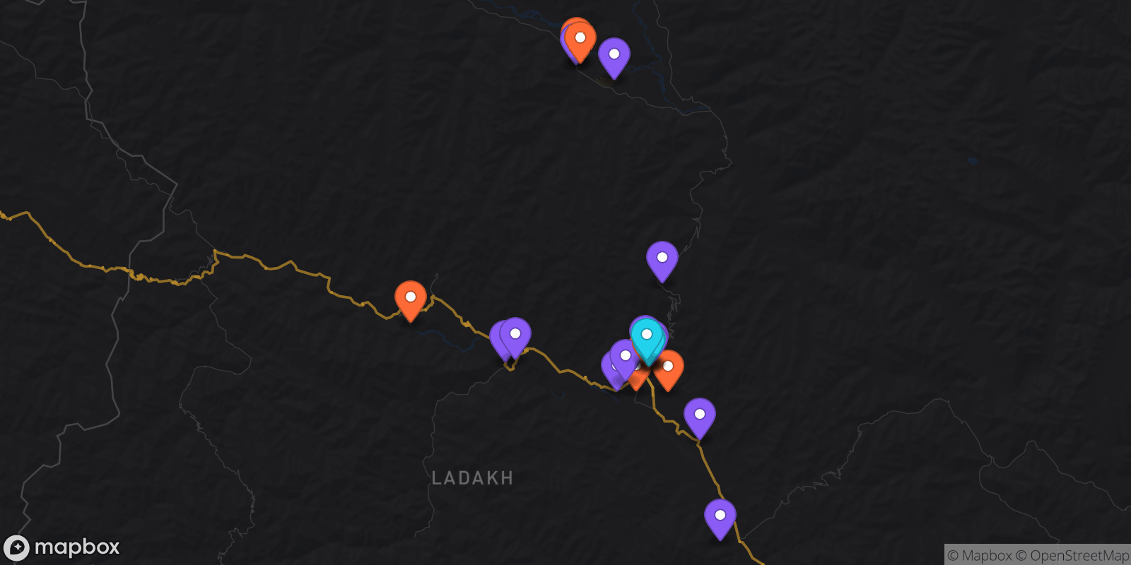 Map showing 32 locations