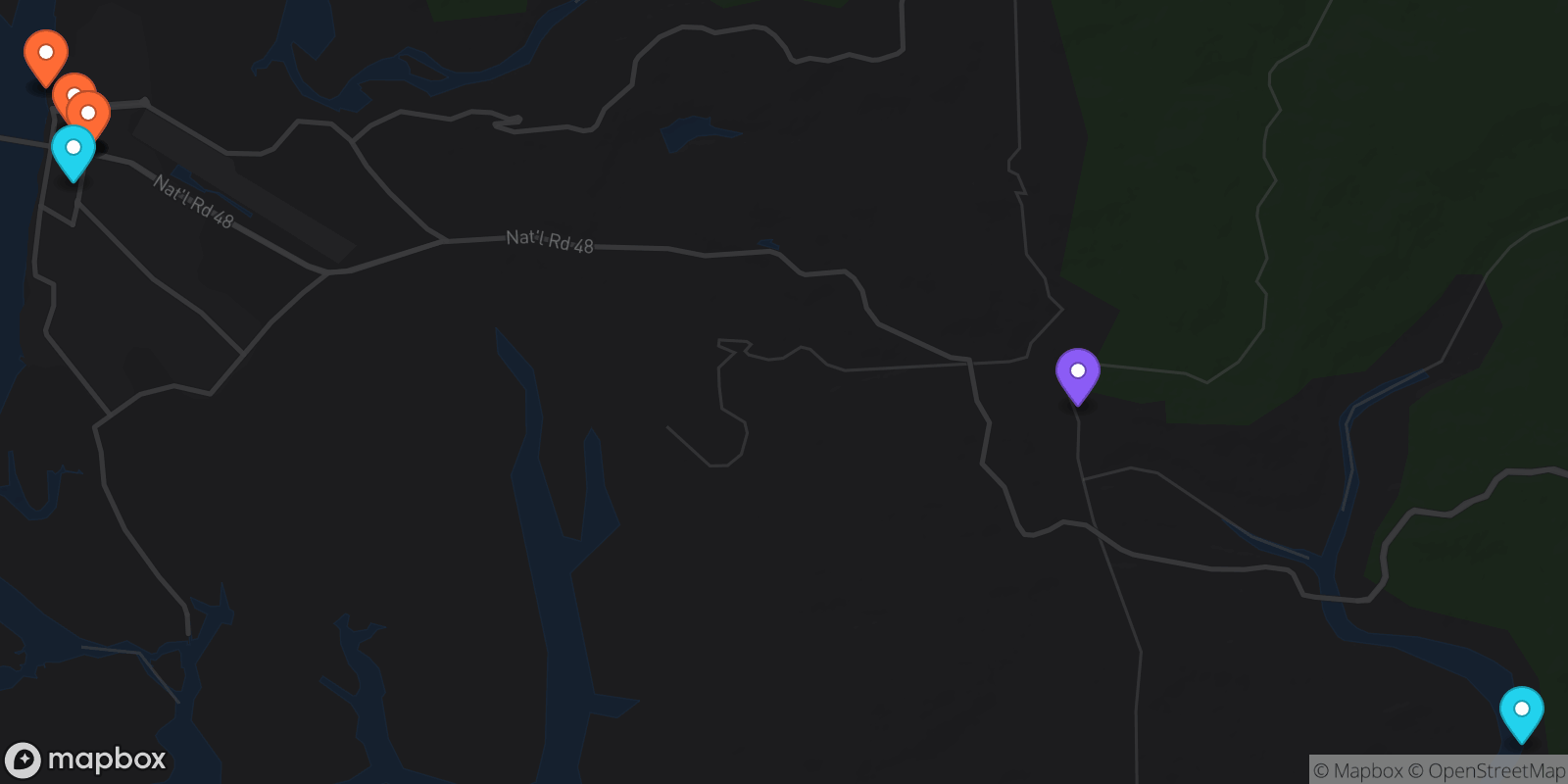 Map showing 12 locations
