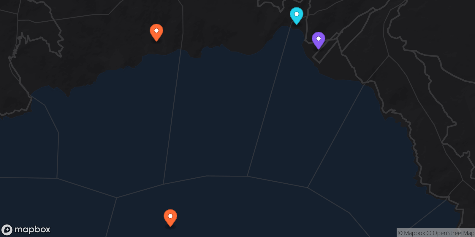 Map showing 4 locations