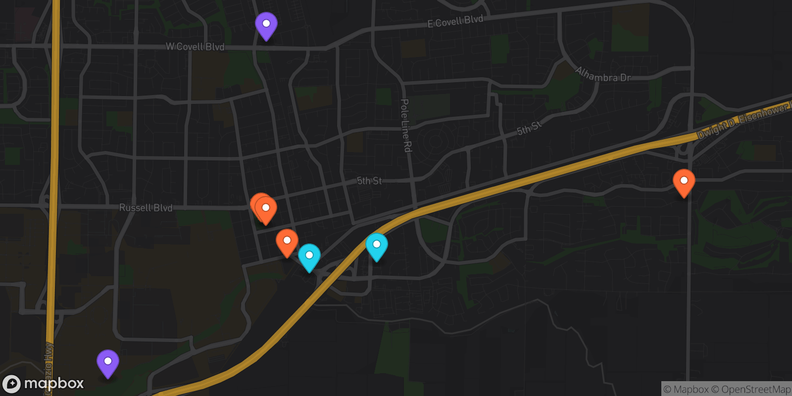 Map showing 8 locations