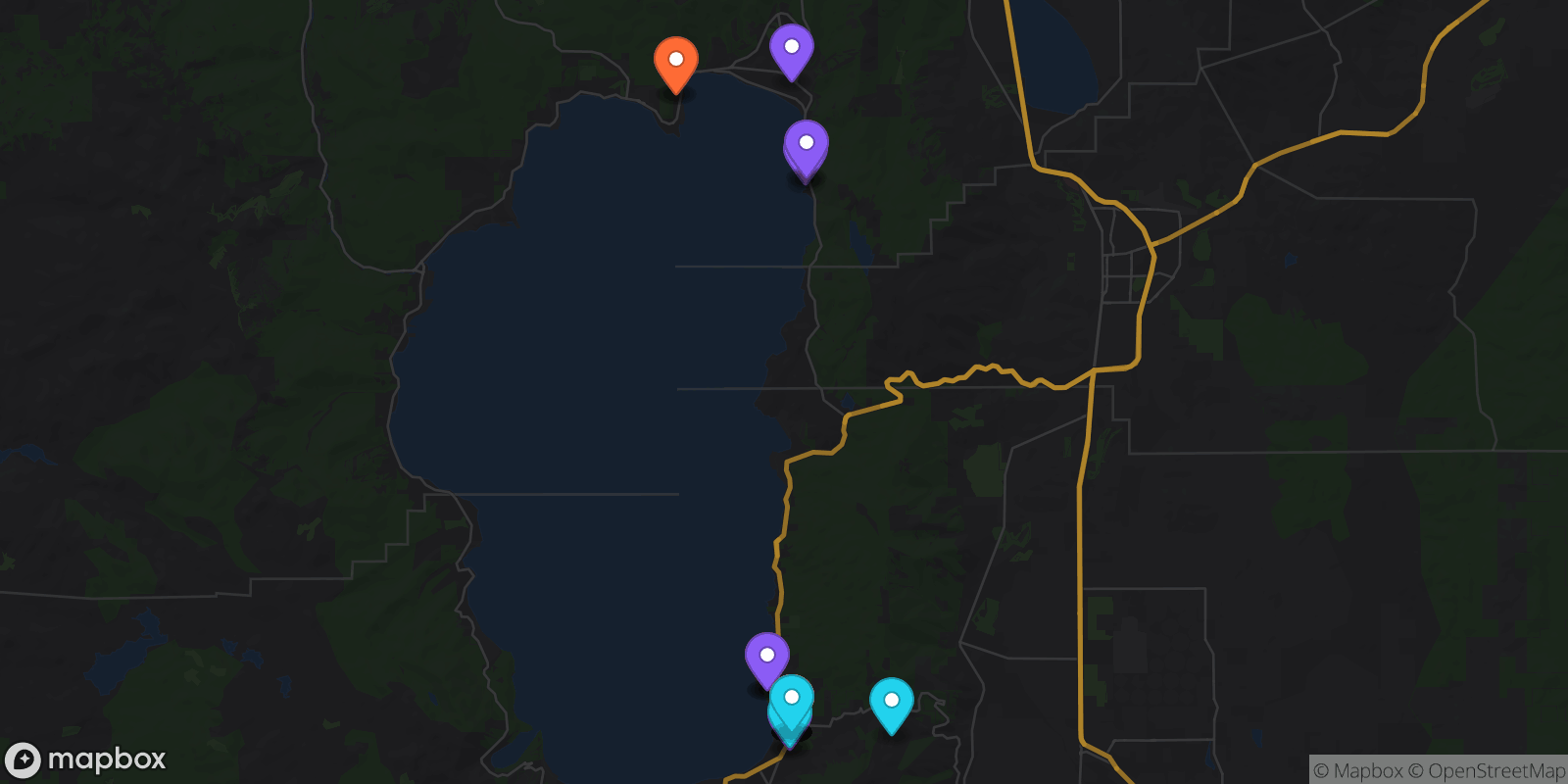 Map showing 41 locations