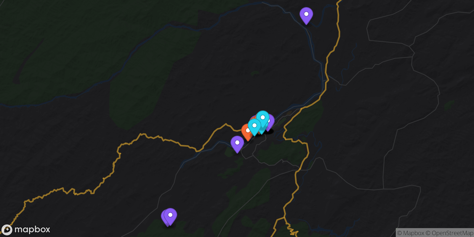 Map showing 37 locations