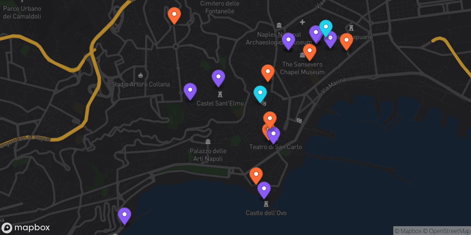 Map showing 19 locations