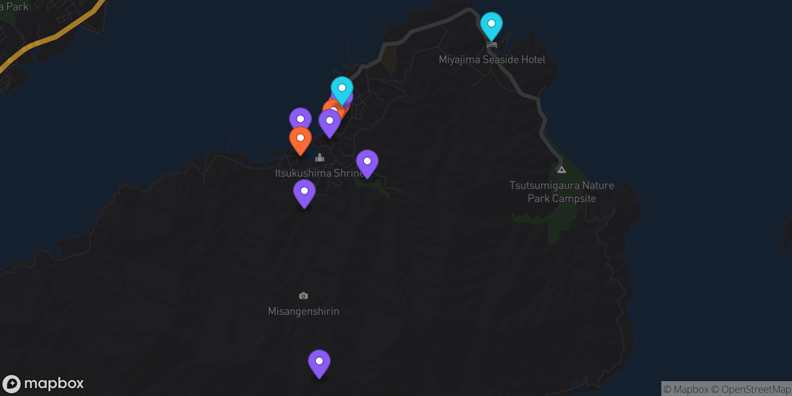 Map showing 11 locations
