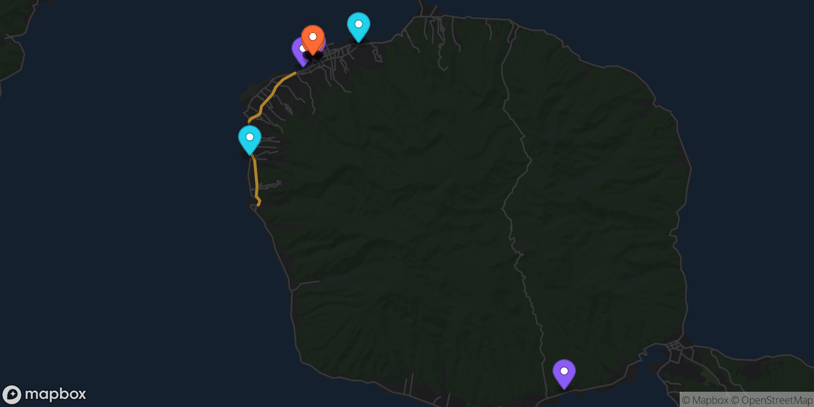 Map showing 17 locations