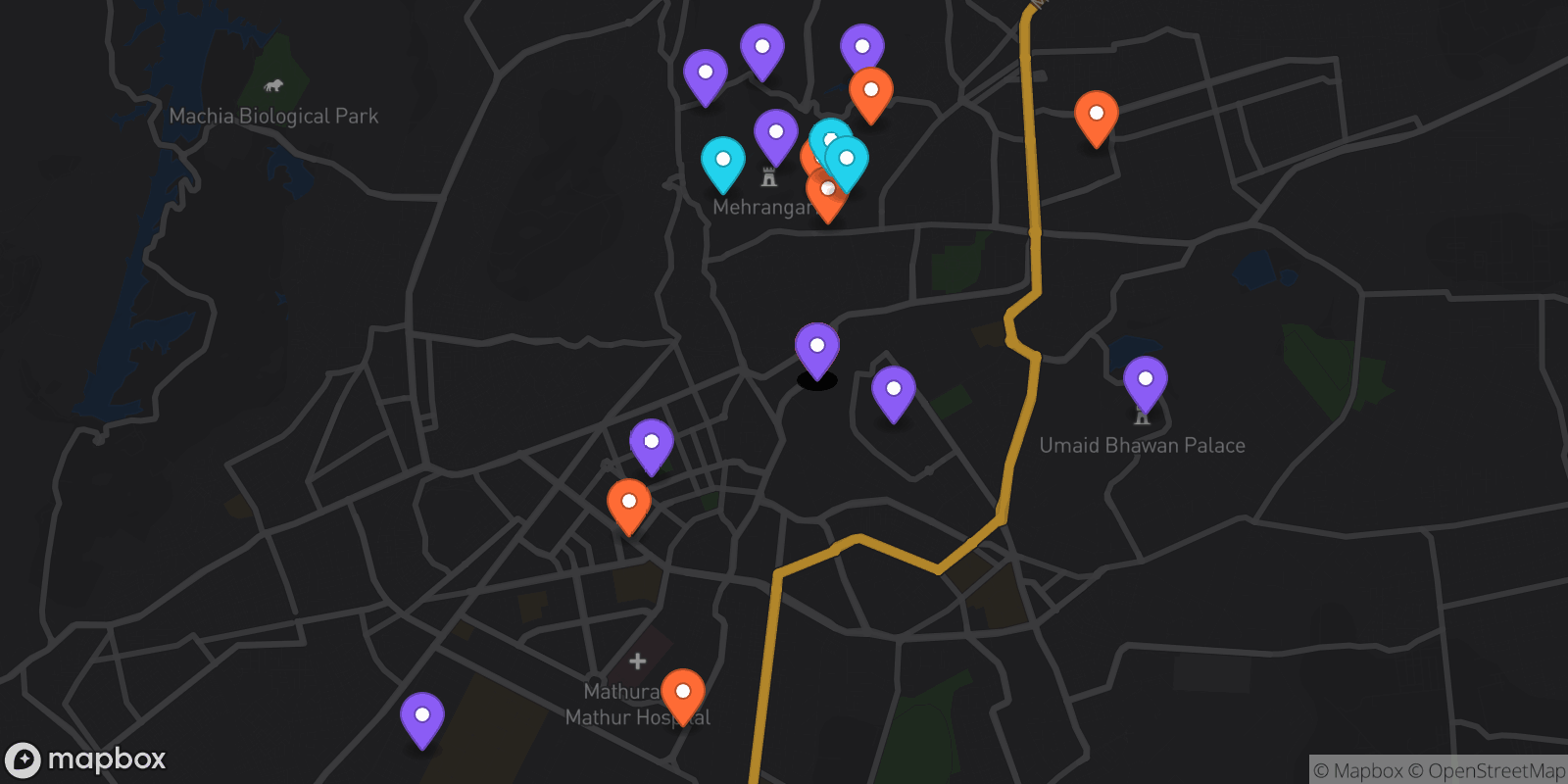 Map showing 39 locations