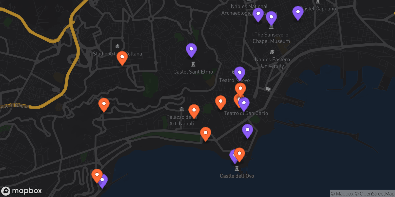 Map showing 18 locations