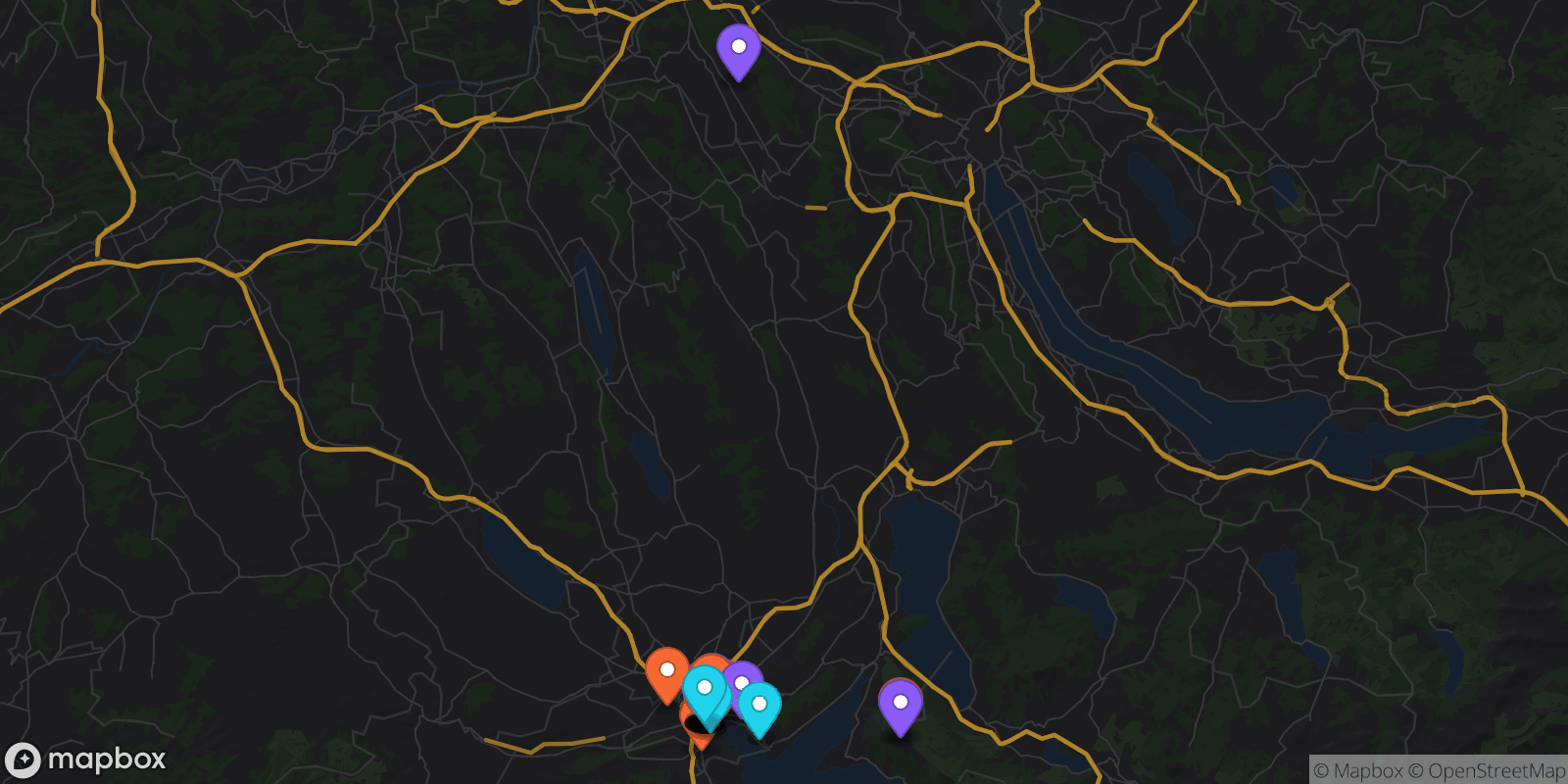 Map showing 36 locations