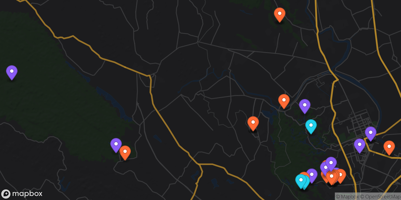Map showing 36 locations