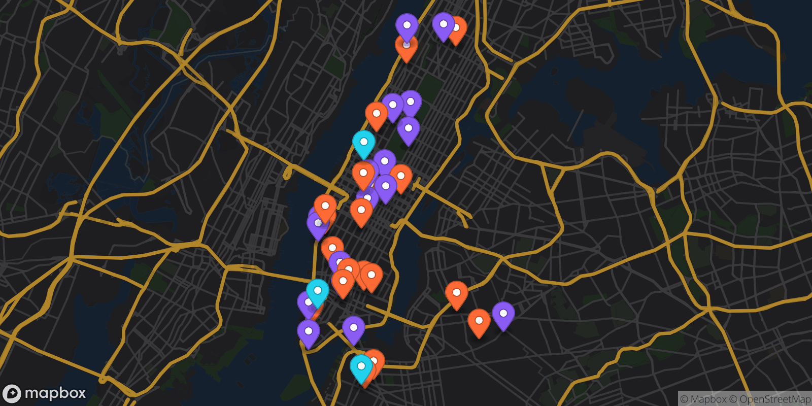 Map showing 39 locations