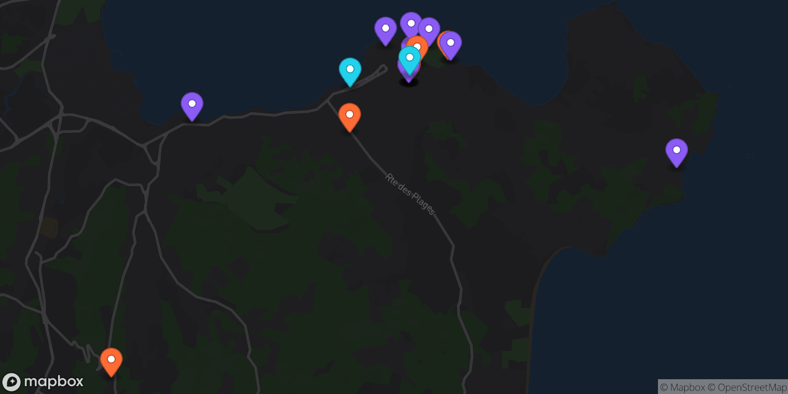 Map showing 20 locations