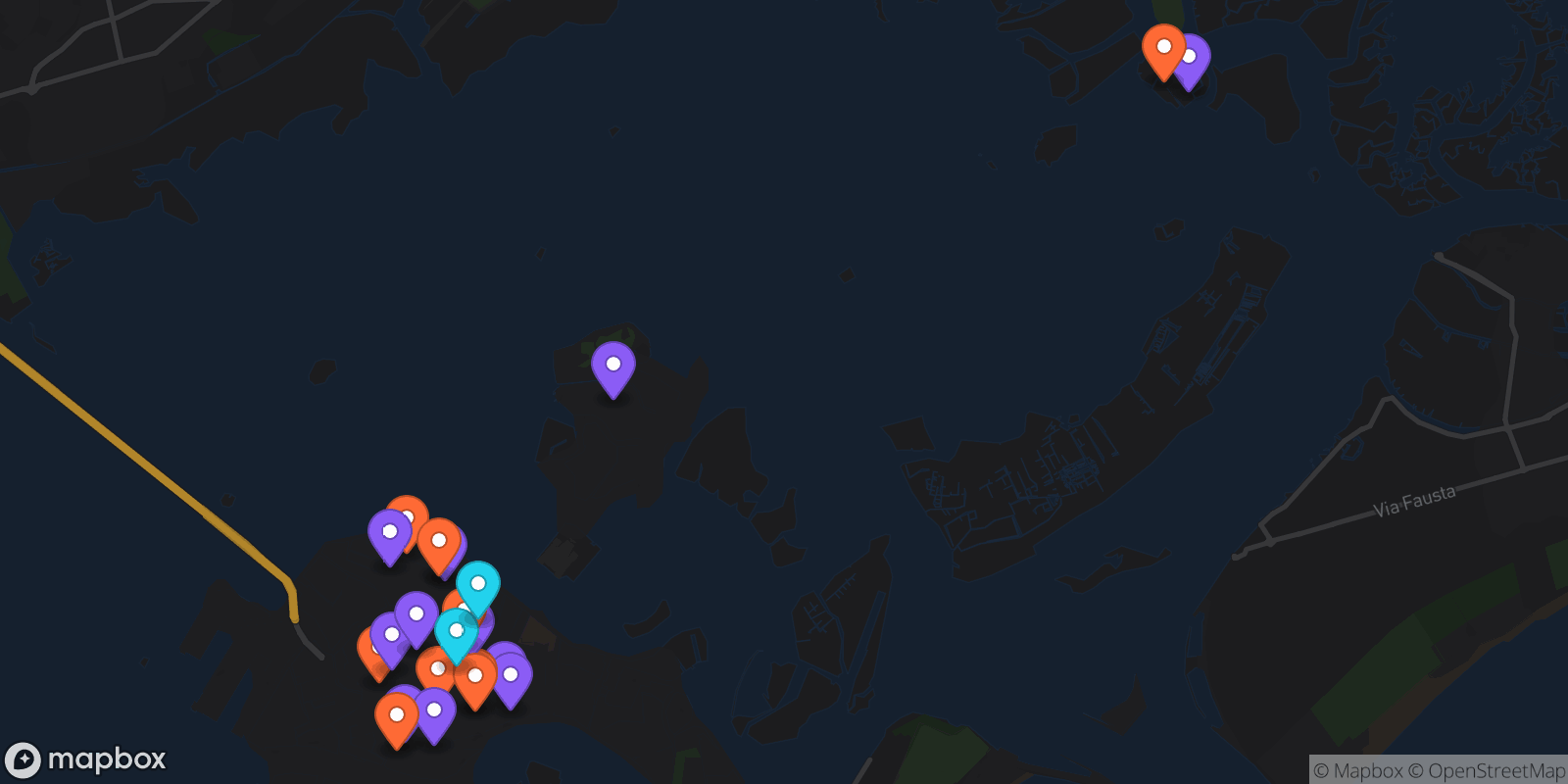 Map showing 22 locations