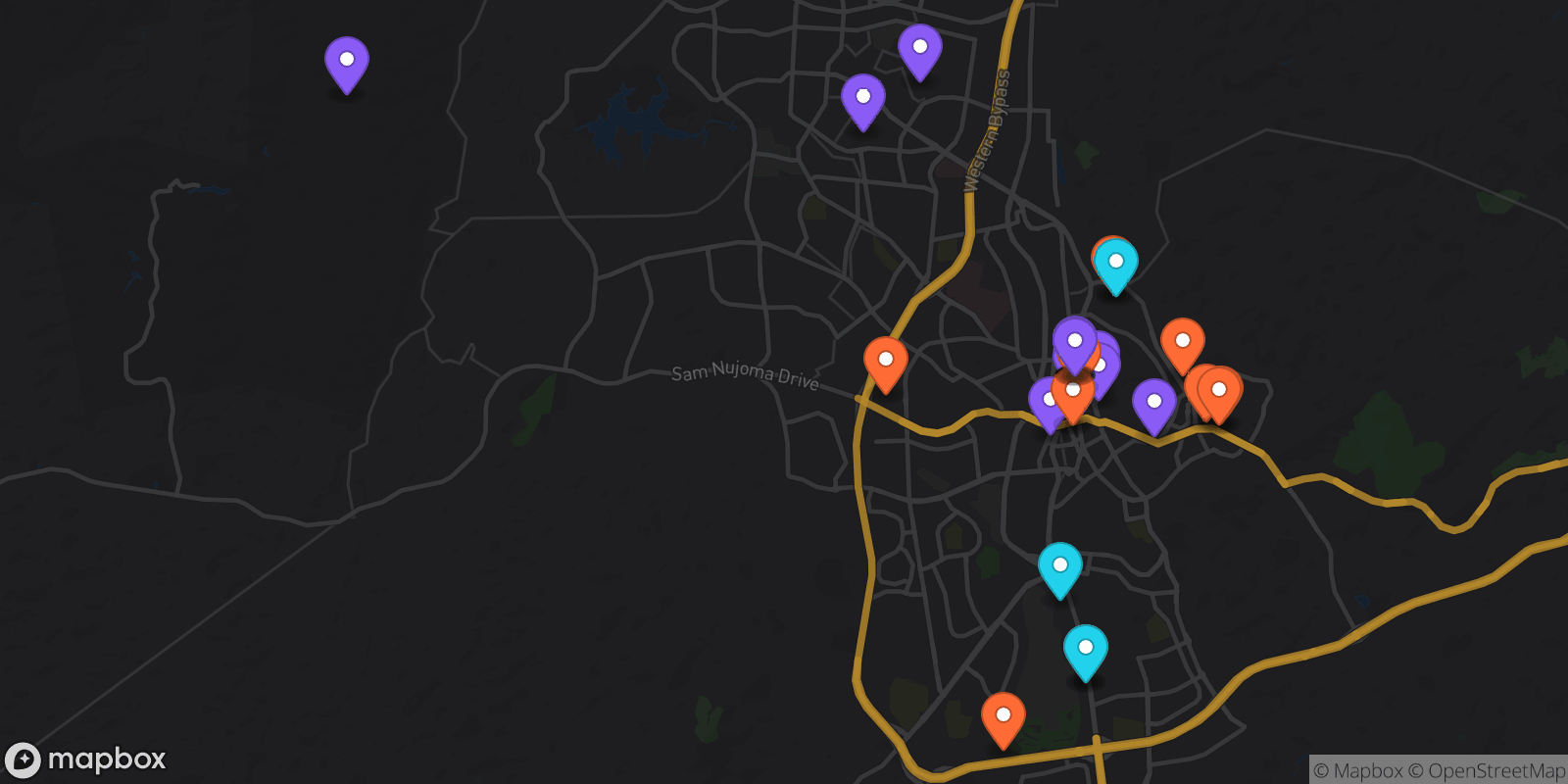 Map showing 37 locations