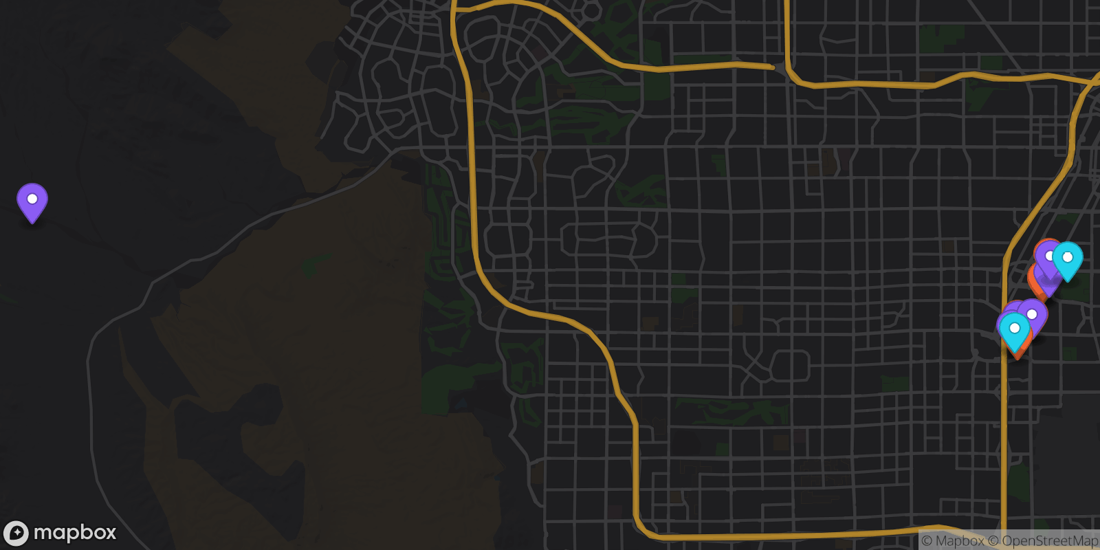 Map showing 14 locations