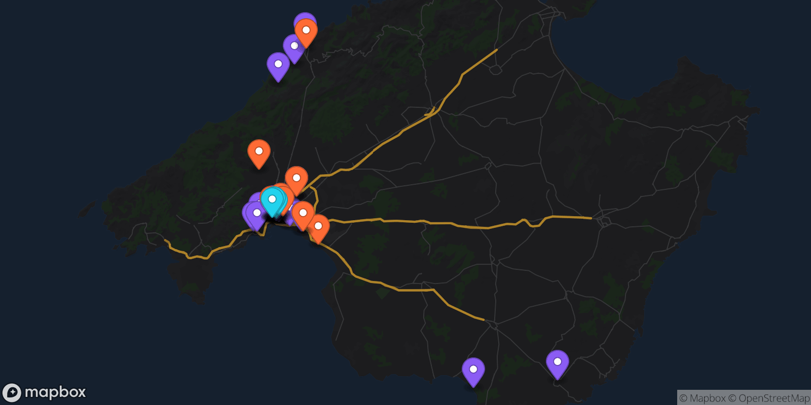 Map showing 50 locations