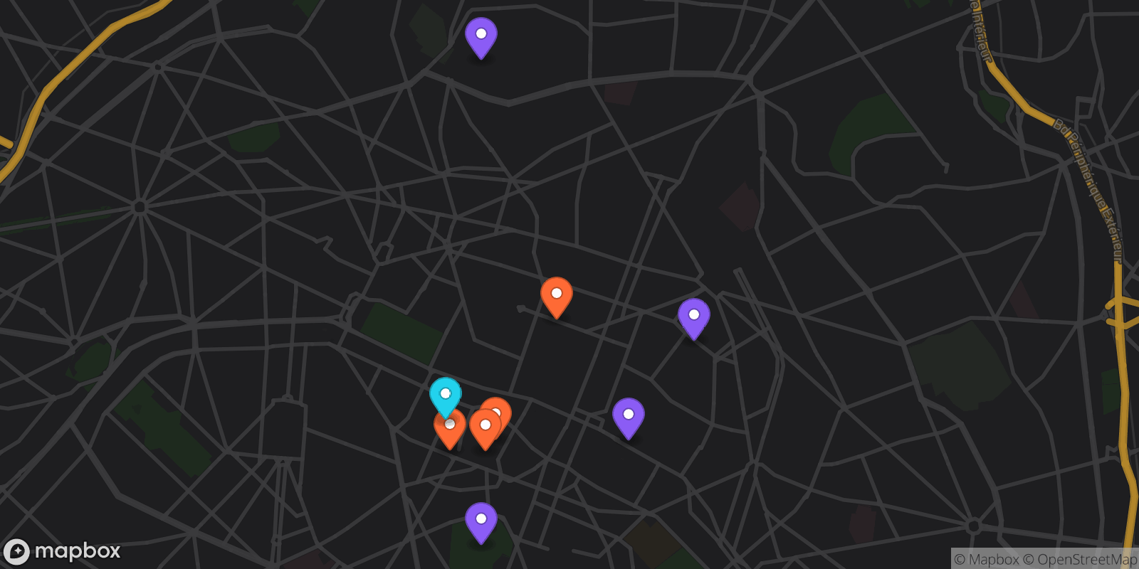 Map showing 9 locations