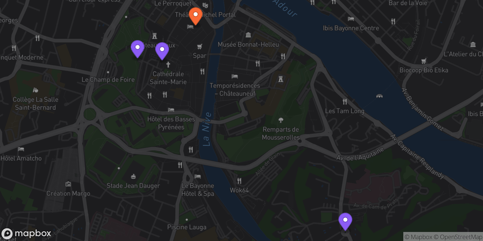 Map showing 4 locations