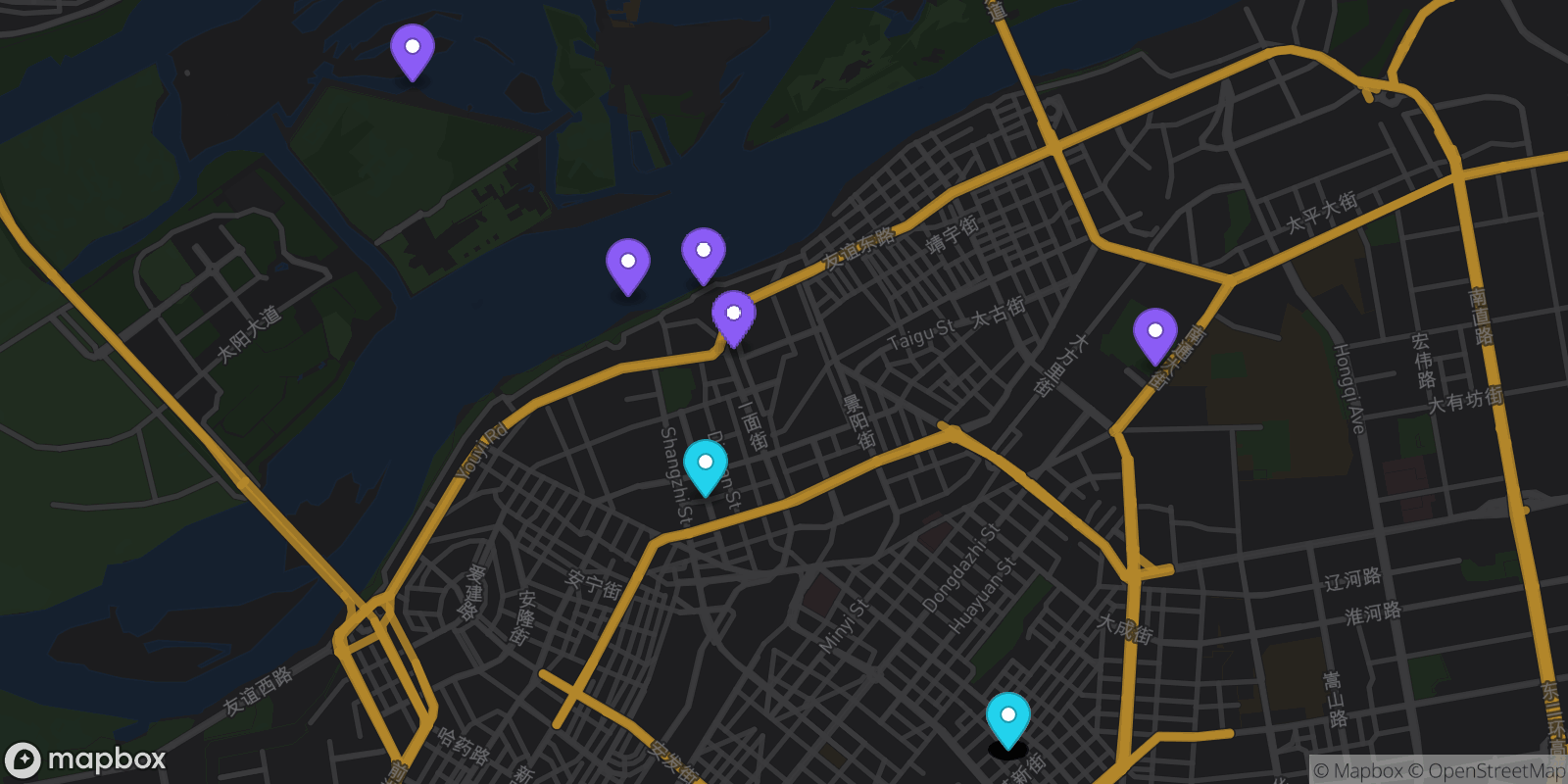 Map showing 23 locations