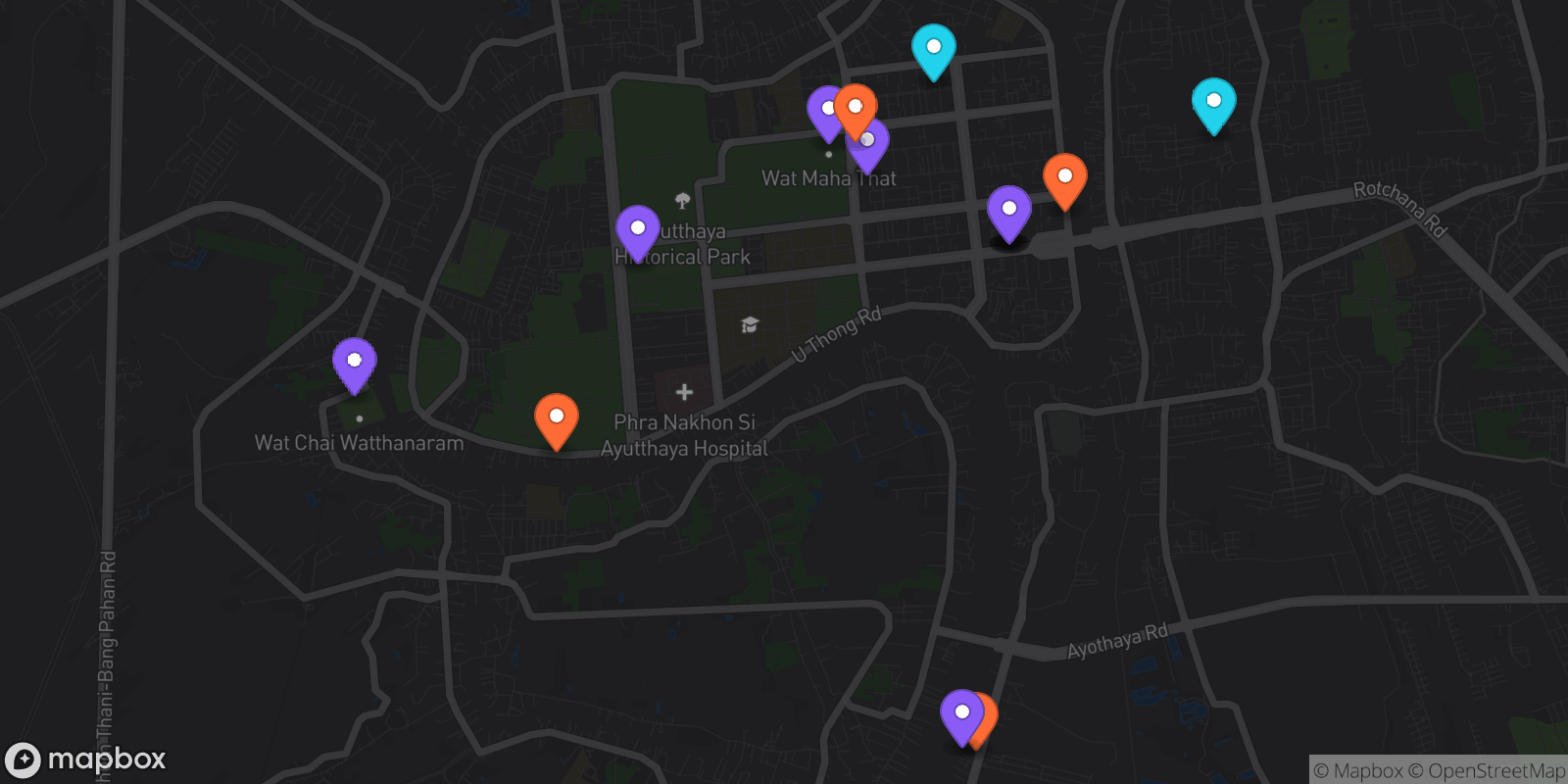 Map showing 16 locations