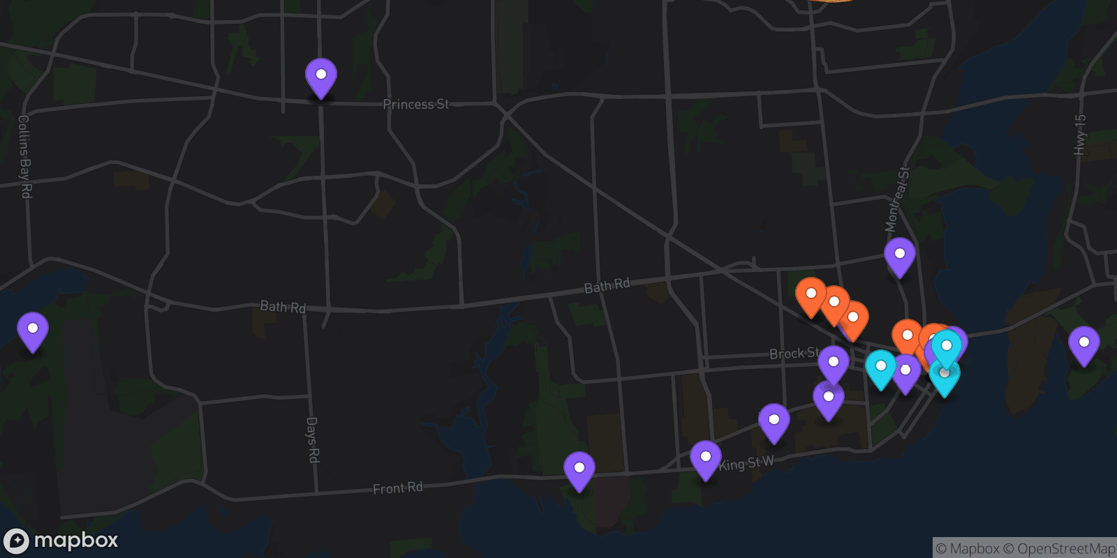 Map showing 39 locations