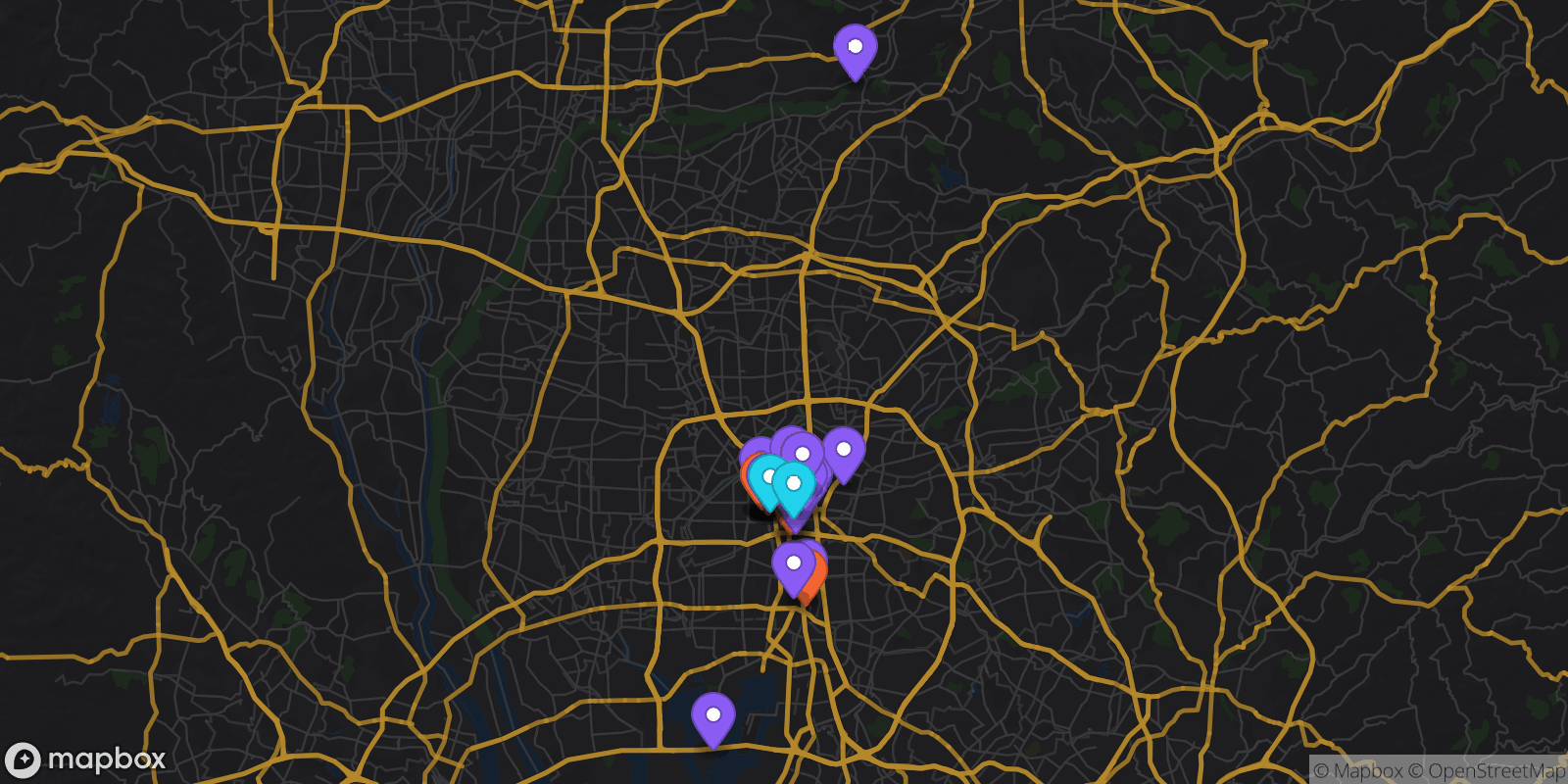 Map showing 30 locations