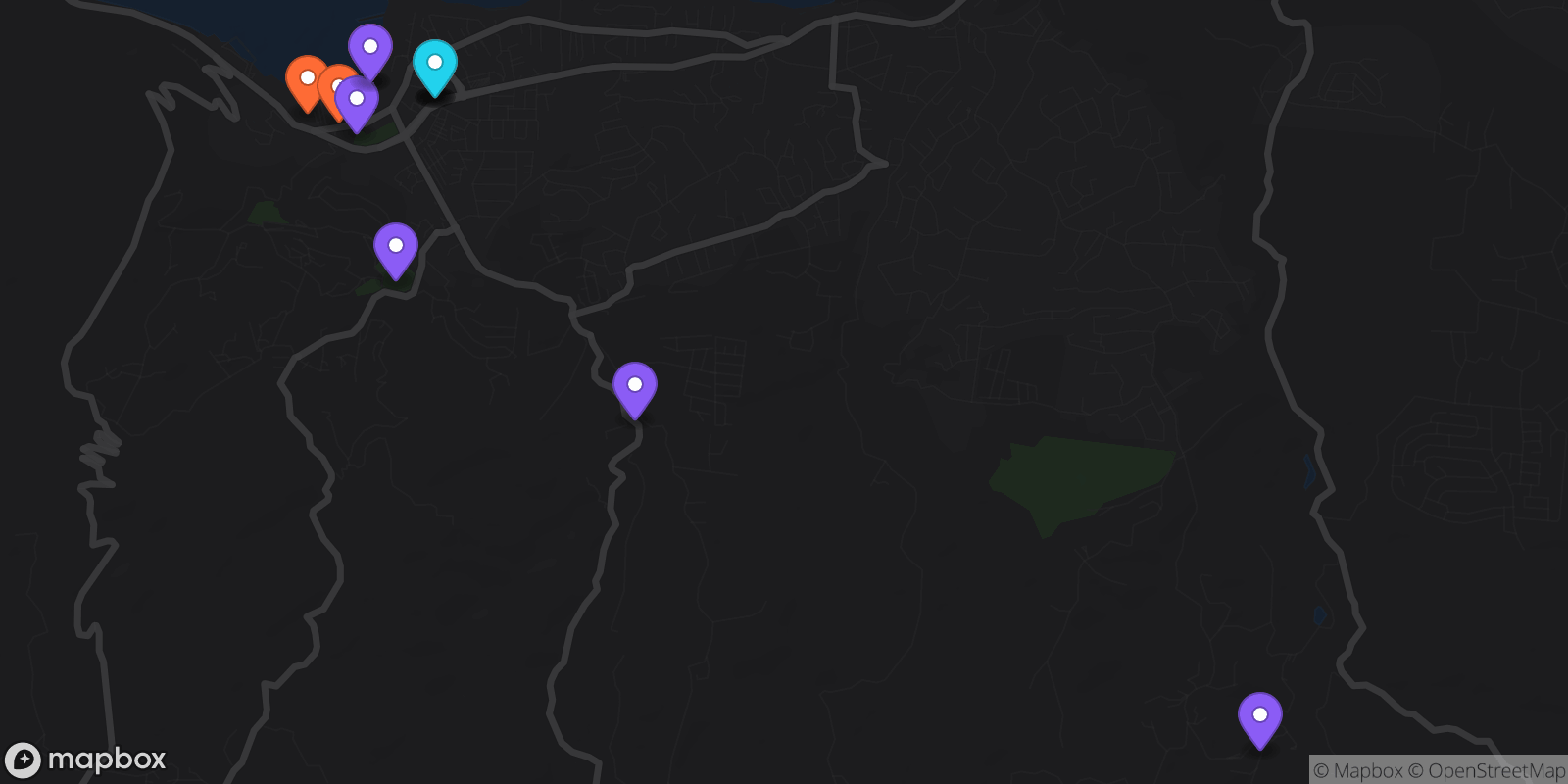 Map showing 12 locations