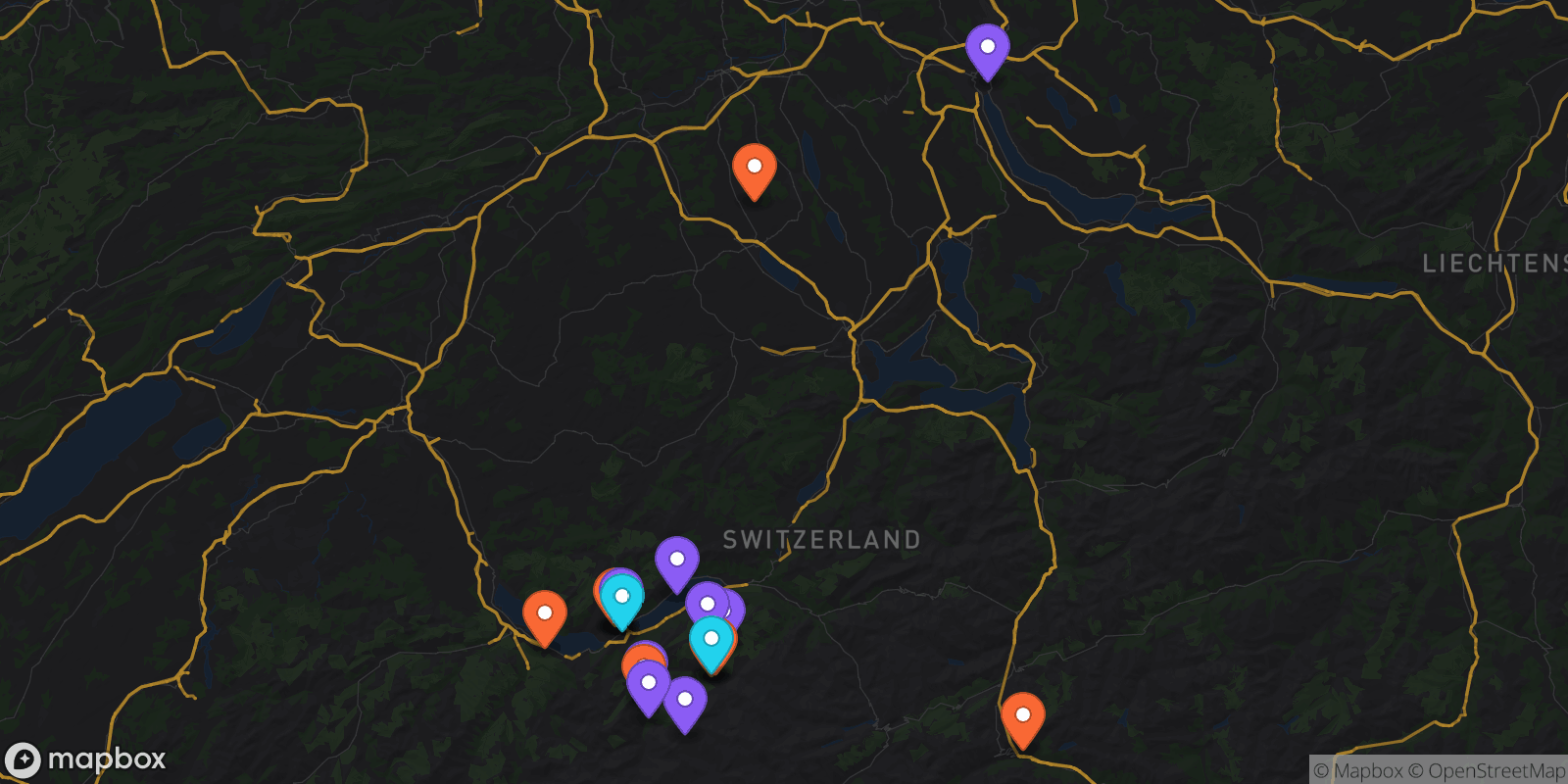 Map showing 19 locations
