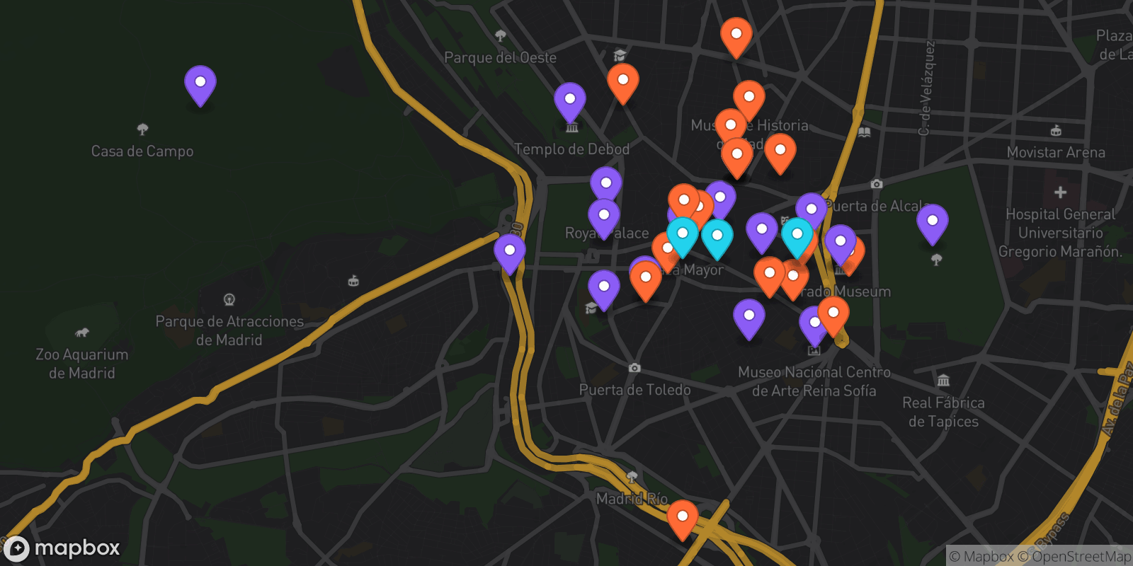 Map showing 38 locations