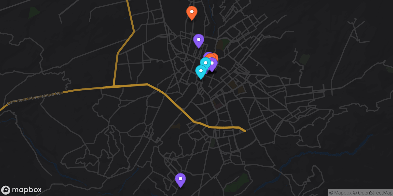 Map showing 17 locations