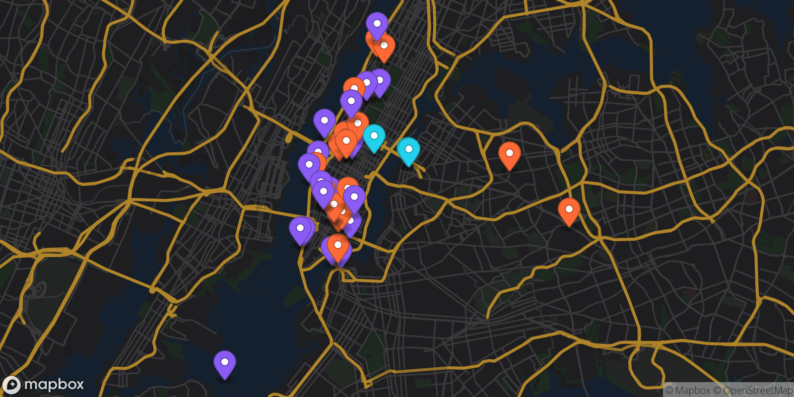 Map showing 41 locations