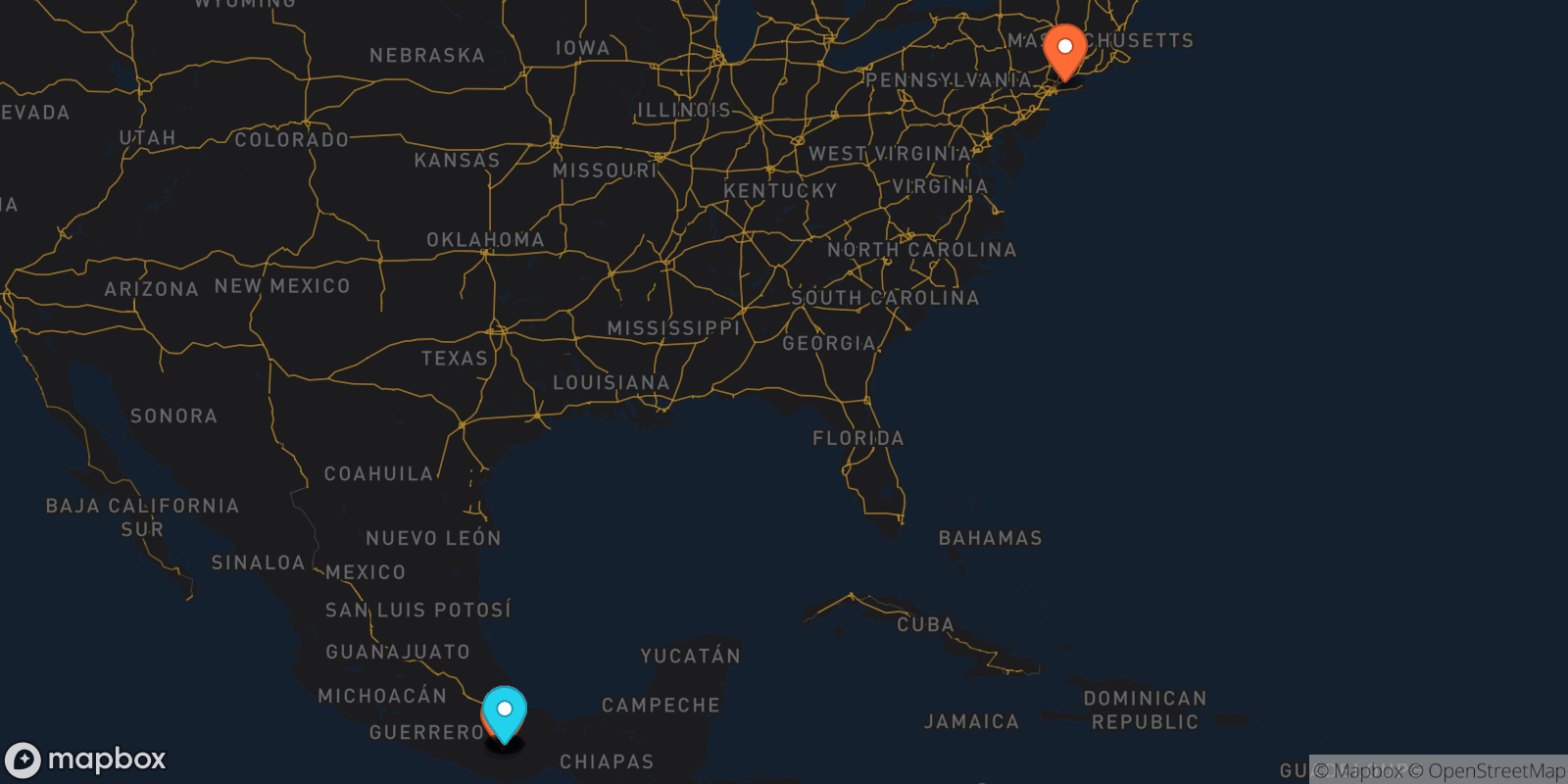 Map showing 12 locations
